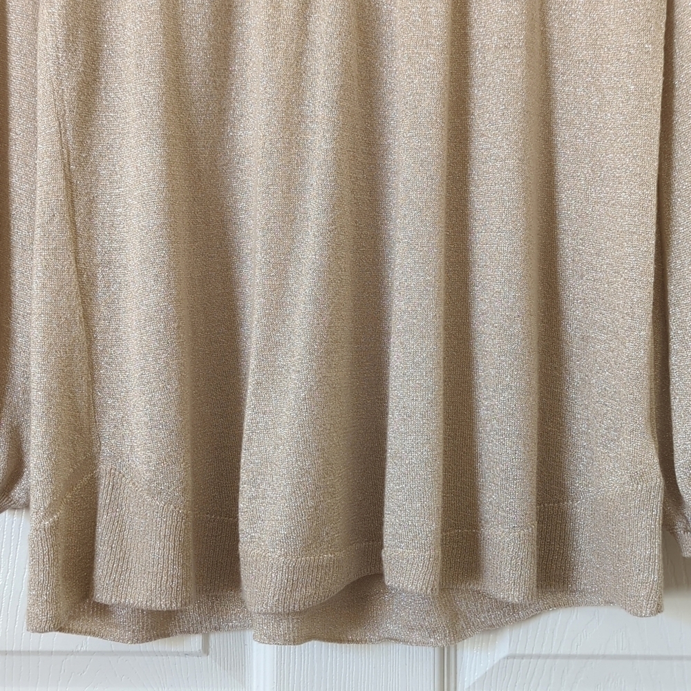 Angel of the North Gold Lurex Pleated Scoop Neck Long Balloon Sleeve Blouse S - Picture 7 of 14